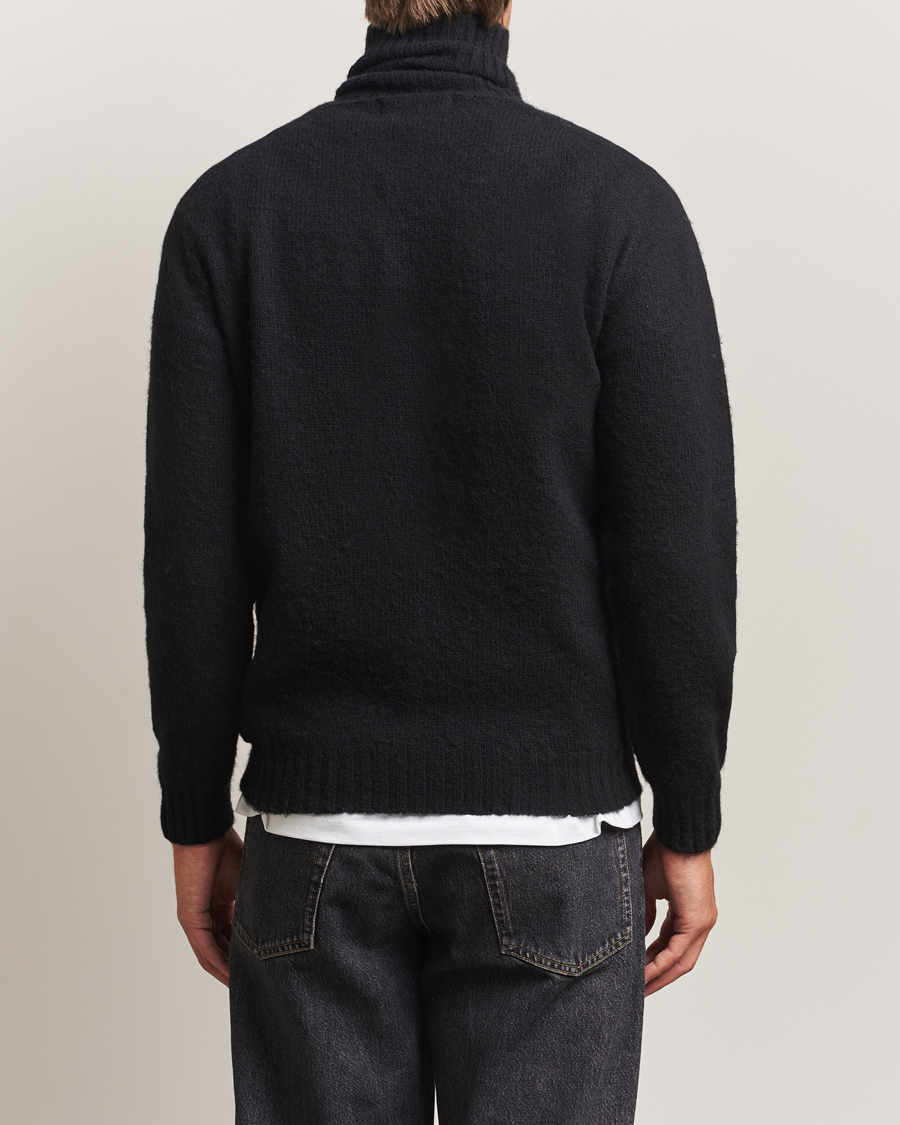 Herr | Tröjor | Harley Of Scotland | Brushed Supersoft Lambswool Rollneck Black