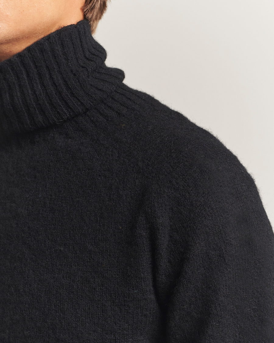 Herr | Tröjor | Harley Of Scotland | Brushed Supersoft Lambswool Rollneck Black