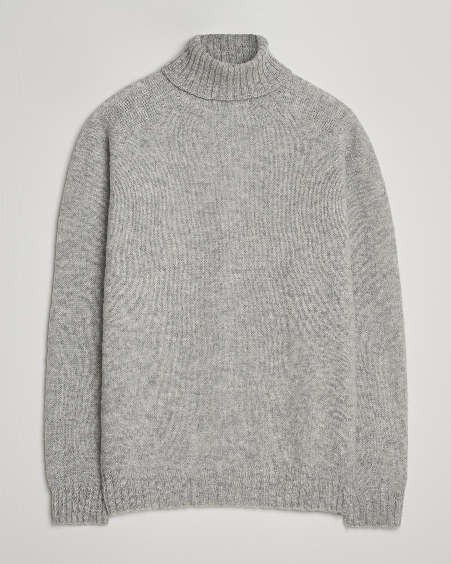 Herr | Tröjor | Harley Of Scotland | Brushed Supersoft Lambswool Rollneck Silver