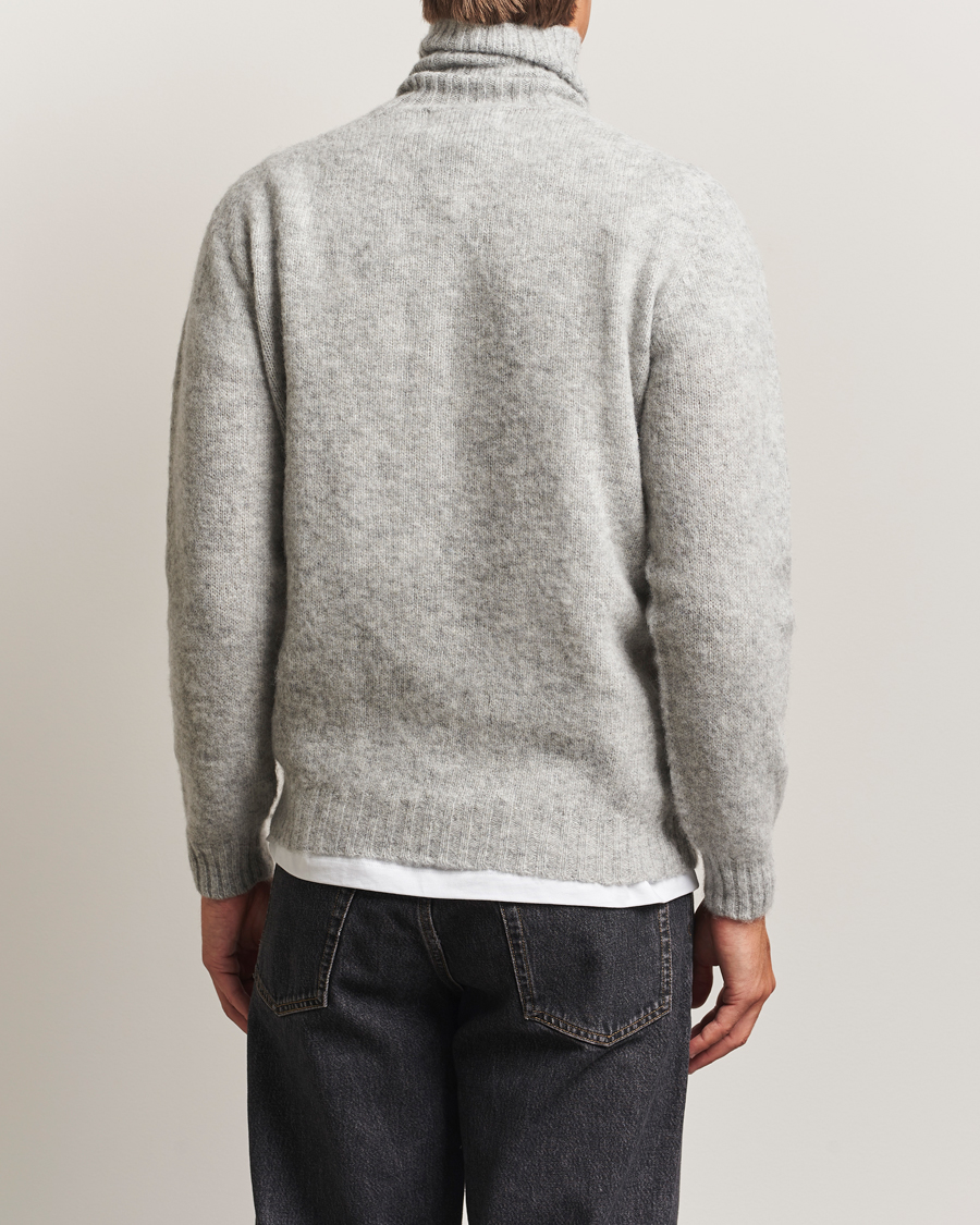 Herr | Tröjor | Harley Of Scotland | Brushed Supersoft Lambswool Rollneck Silver