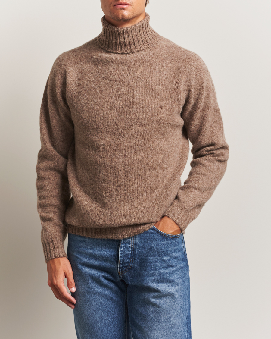 Herr | Tröjor | Harley Of Scotland | Brushed Supersoft Lambswool Rollneck Tundra
