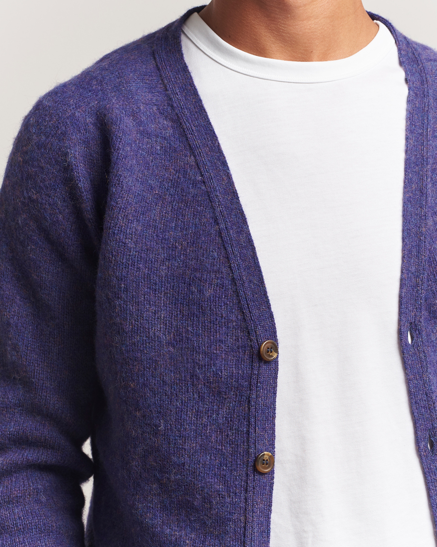 Herr | Tröjor | Harley Of Scotland | Brushed Supersoft Lambswool Cardigan Iris