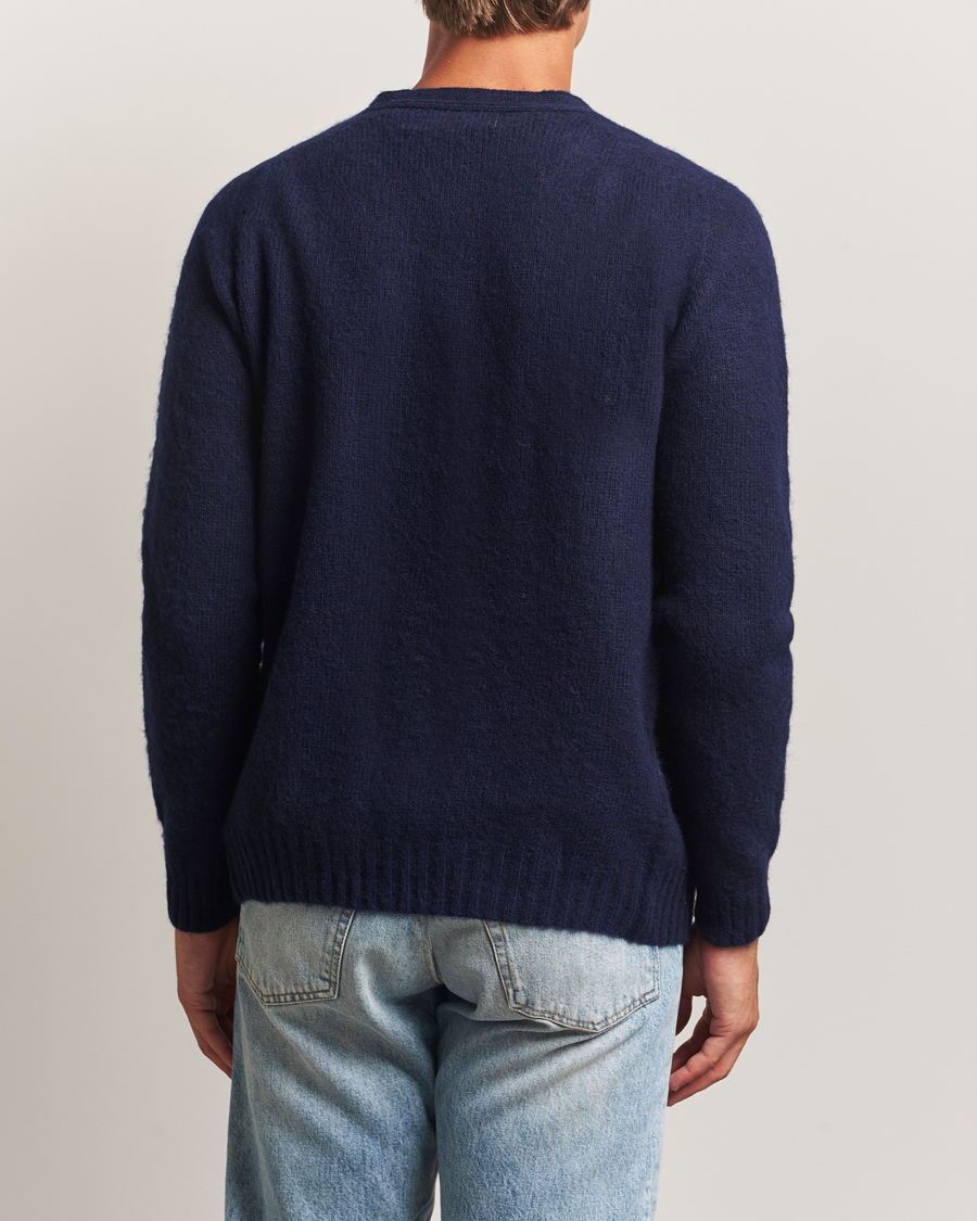 Herr | Tröjor | Harley Of Scotland | Brushed Supersoft Lambswool Cardigan Navy