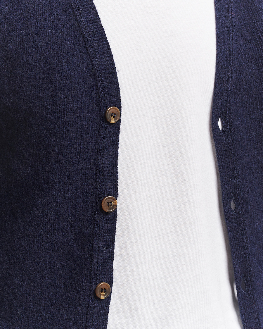 Herr | Tröjor | Harley Of Scotland | Brushed Supersoft Lambswool Cardigan Navy