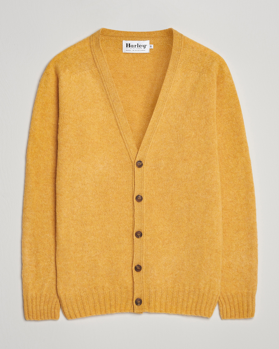 Herr | Tröjor | Harley Of Scotland | Brushed Supersoft Lambswool Cardigan Nectar