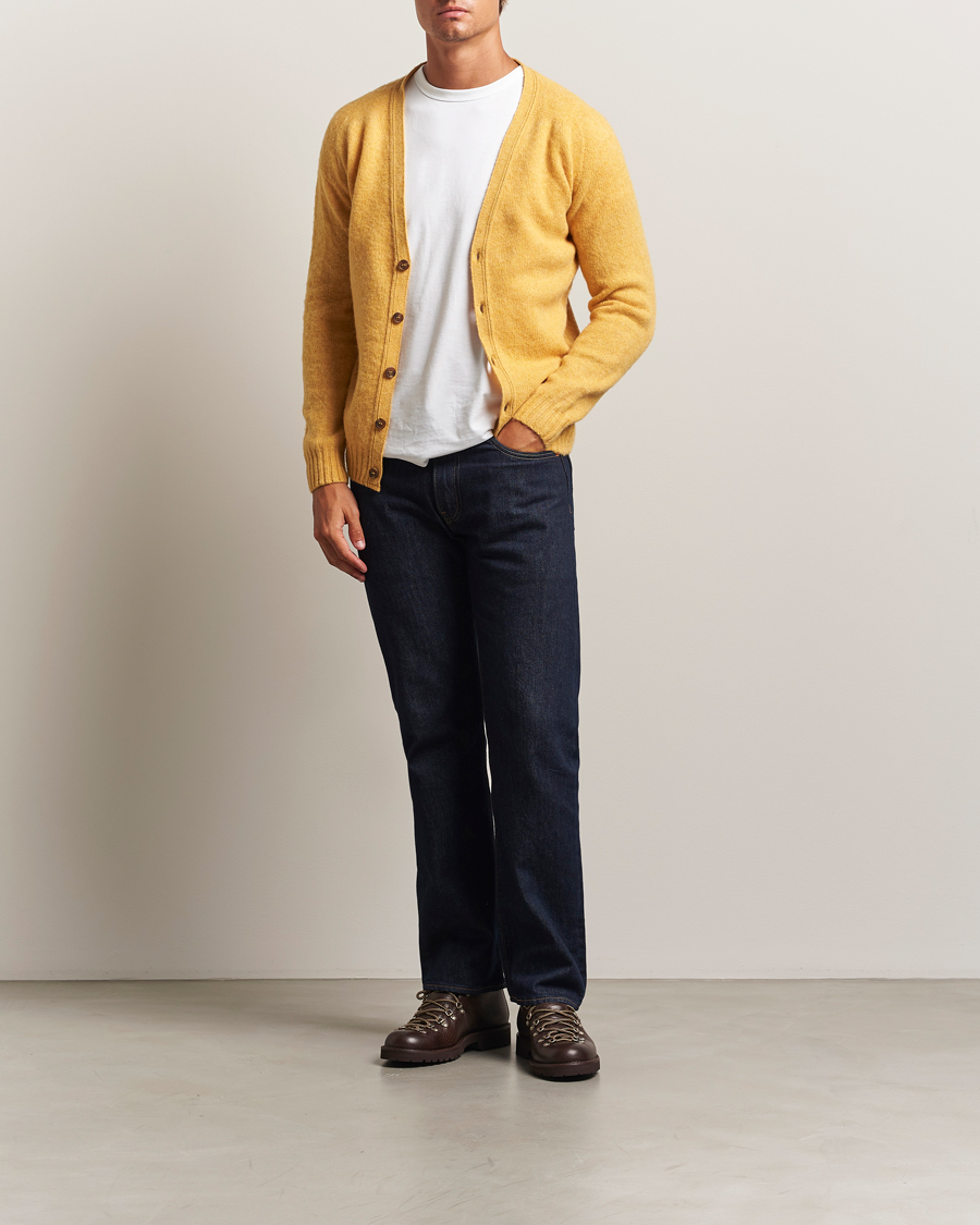 Herr | Tröjor | Harley Of Scotland | Brushed Supersoft Lambswool Cardigan Nectar