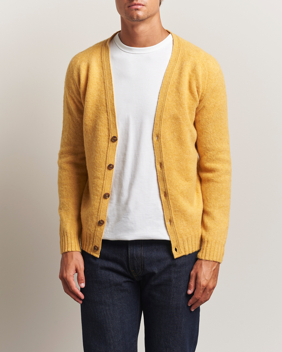 Herr | Tröjor | Harley Of Scotland | Brushed Supersoft Lambswool Cardigan Nectar