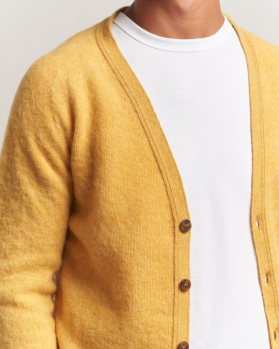 Herr | Tröjor | Harley Of Scotland | Brushed Supersoft Lambswool Cardigan Nectar