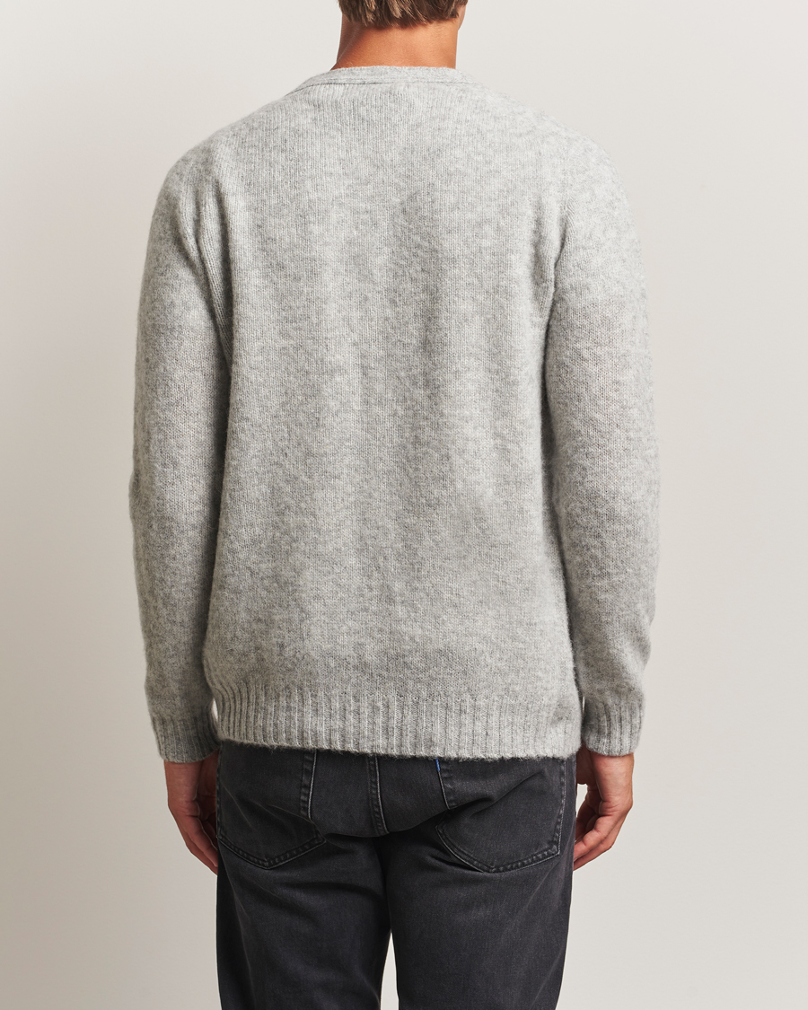 Herr | Tröjor | Harley Of Scotland | Brushed Supersoft Lambswool Cardigan Silver