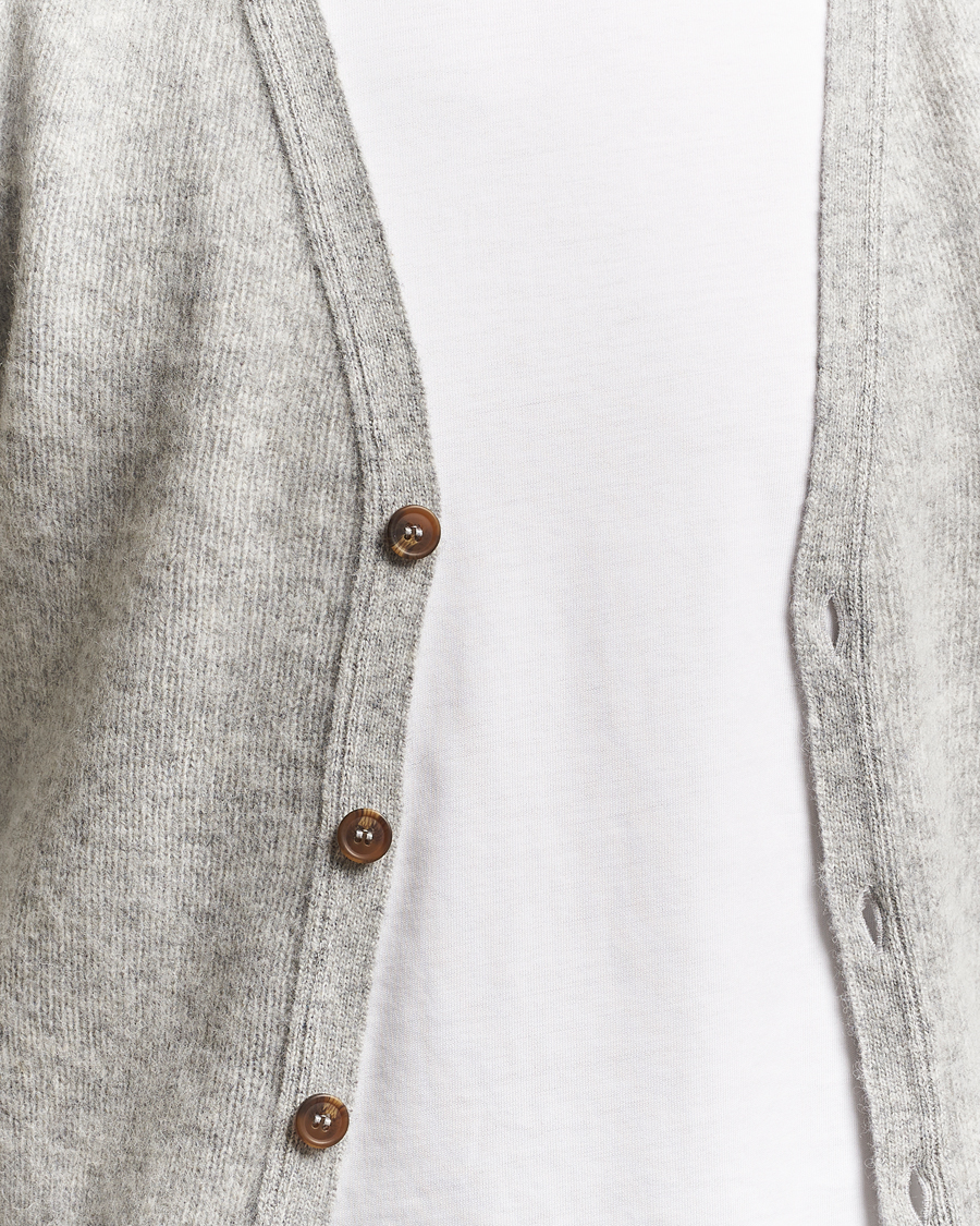 Herr | Tröjor | Harley Of Scotland | Brushed Supersoft Lambswool Cardigan Silver