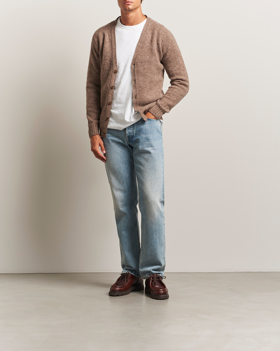 Herr | Tröjor | Harley Of Scotland | Brushed Supersoft Lambswool Cardigan Tundra