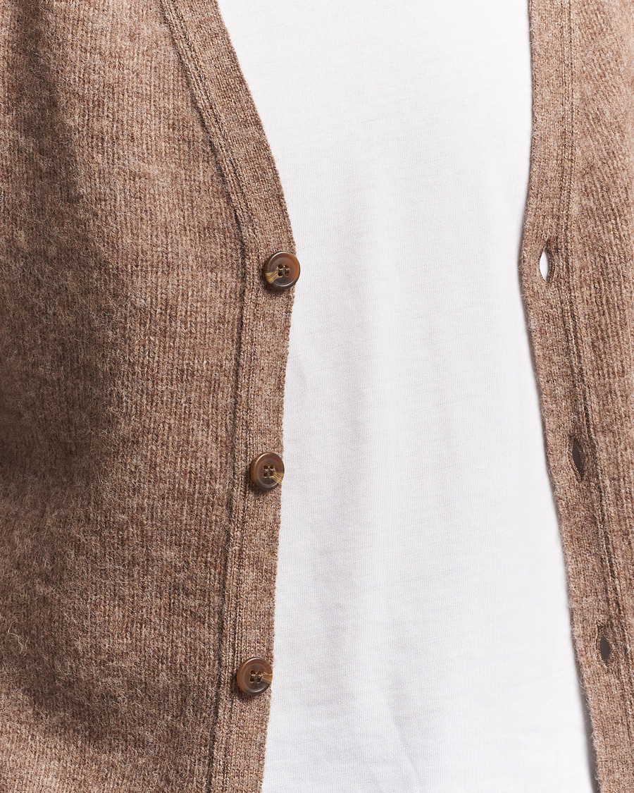 Herr | Tröjor | Harley Of Scotland | Brushed Supersoft Lambswool Cardigan Tundra