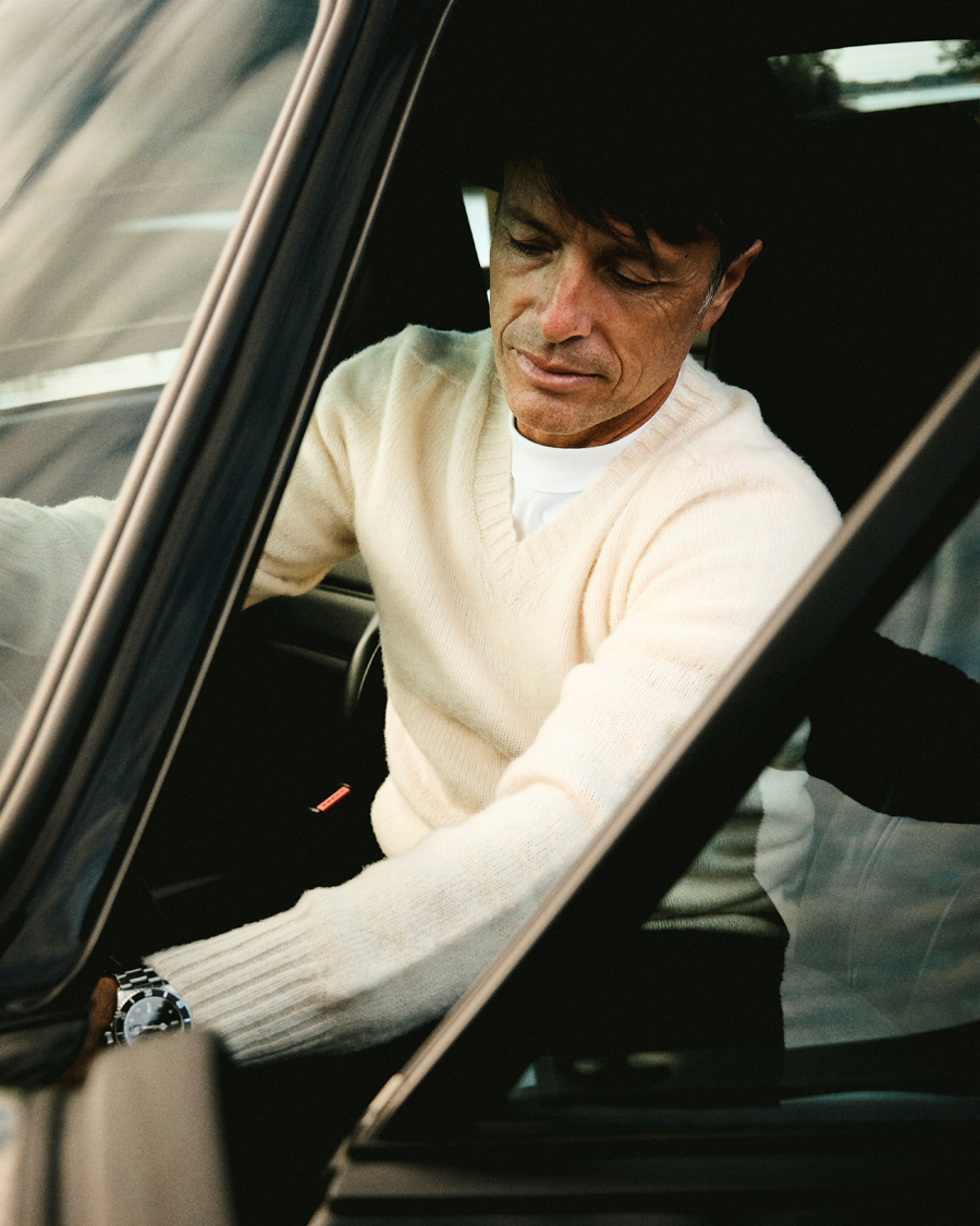 Herr | Tröjor | Harley Of Scotland for Care of Carl | Brushed Supersoft Lambswool V-Neck Vanilla
