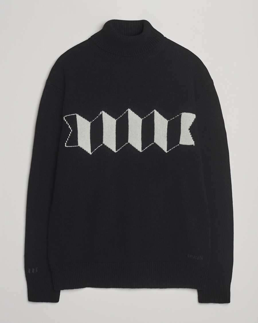 Herr | Tröjor | Baracuta | Flag Logo Wool Turtleneck Black