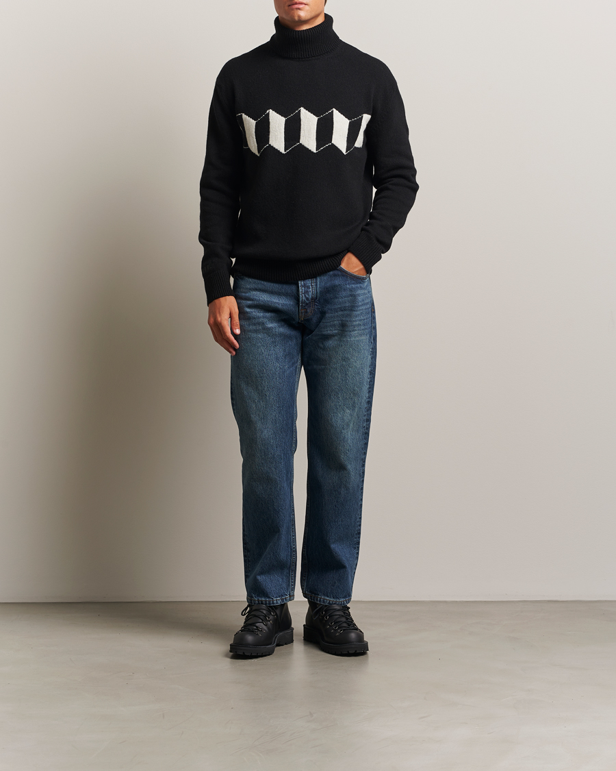 Herr | Tröjor | Baracuta | Flag Logo Wool Turtleneck Black