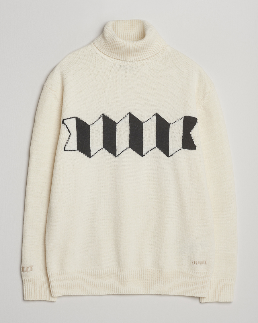 Herr | Tröjor | Baracuta | Flag Logo Wool Turtleneck Antique White