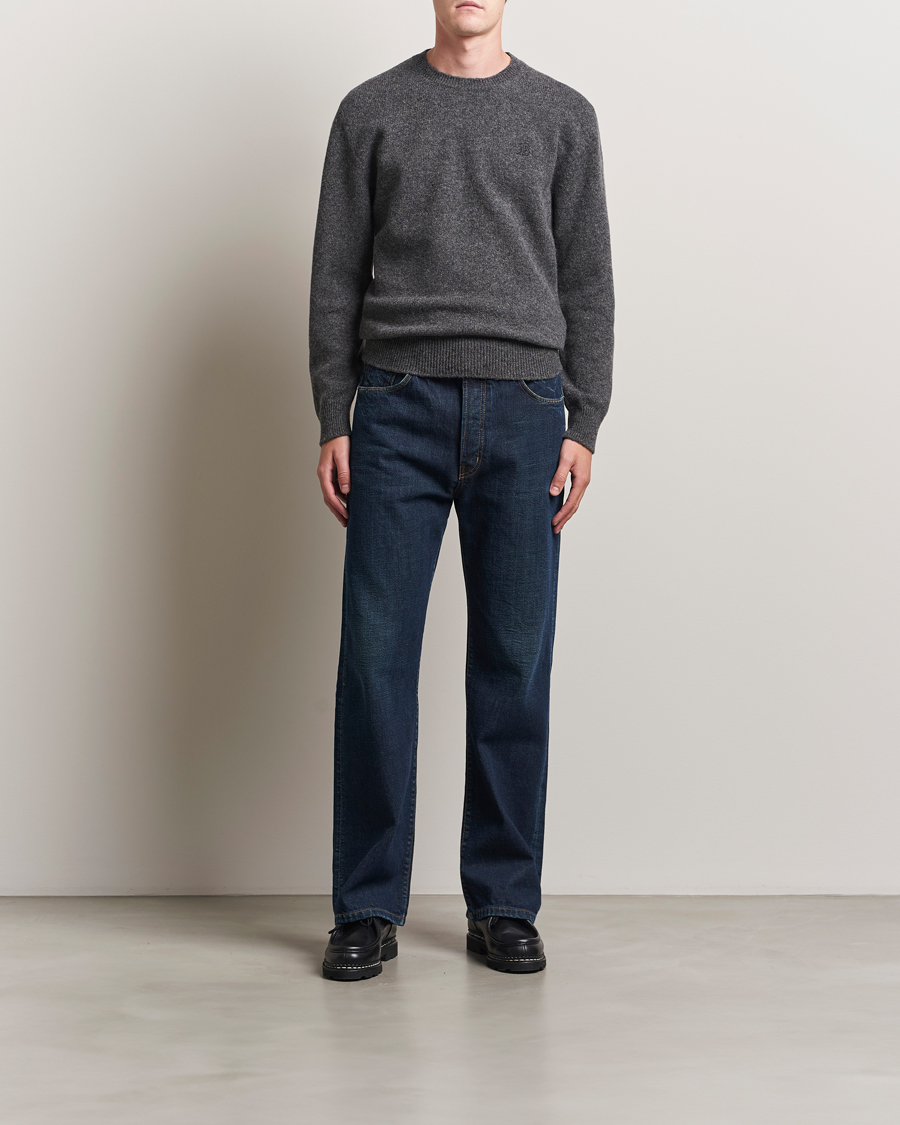 Herr | Tröjor | Baracuta | Shetland Virgin Wool Crew Neck Mid Grey
