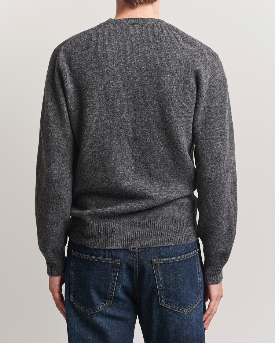 Herr | Tröjor | Baracuta | Shetland Virgin Wool Crew Neck Mid Grey