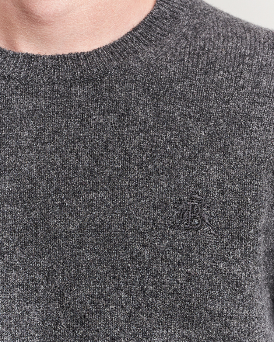 Herr | Tröjor | Baracuta | Shetland Virgin Wool Crew Neck Mid Grey