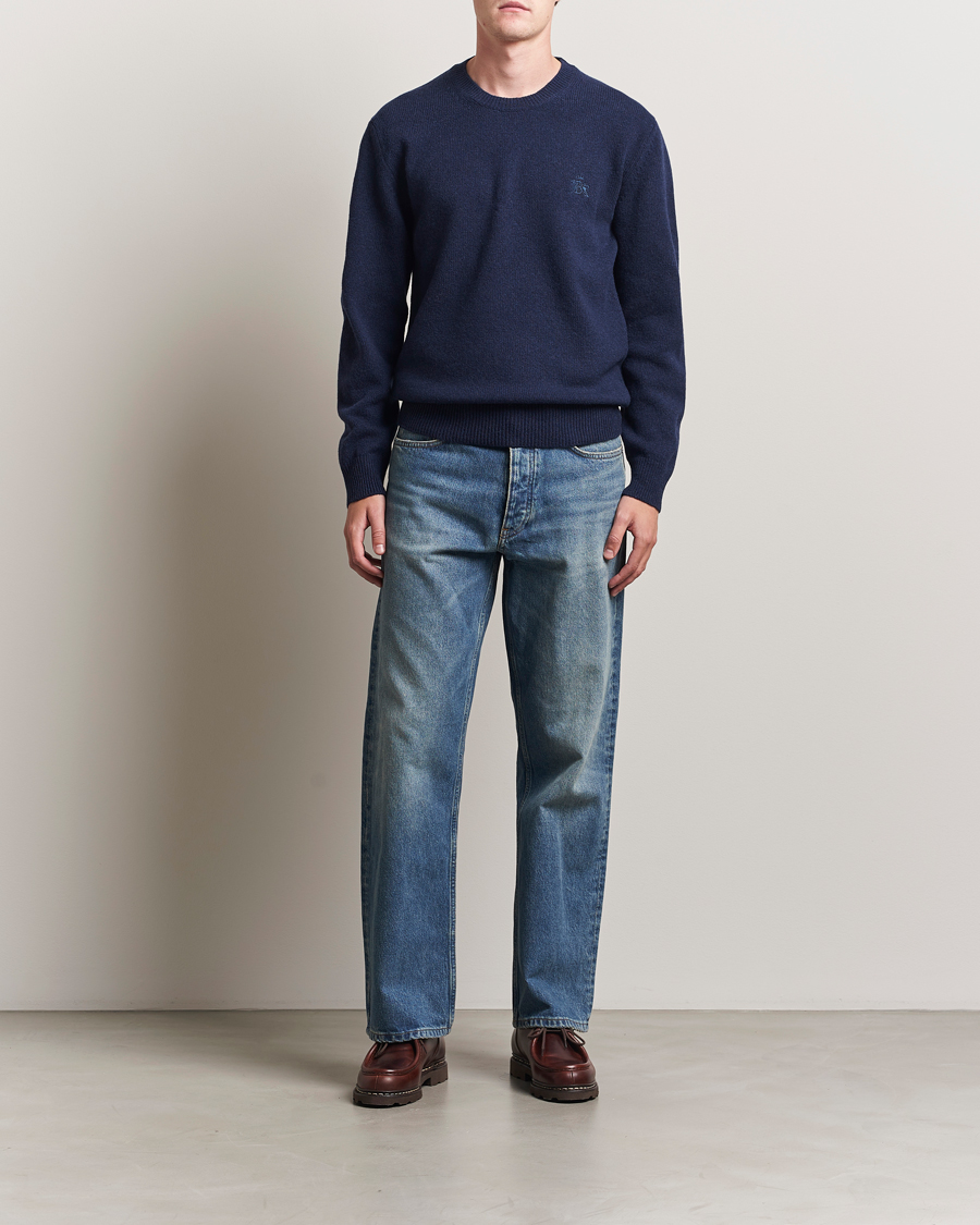 Herr | Tröjor | Baracuta | Shetland Virgin Wool Crew Neck Navy