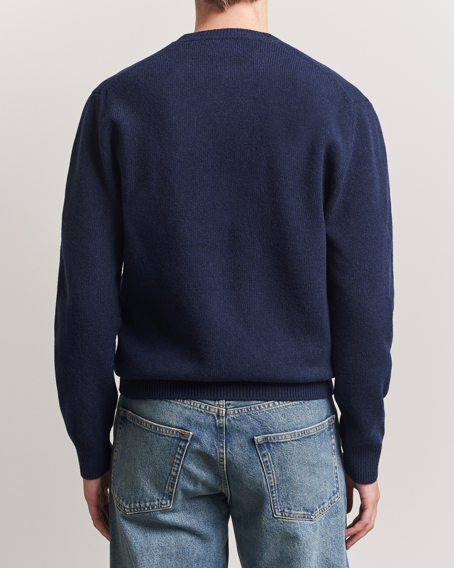Herr | Tröjor | Baracuta | Shetland Virgin Wool Crew Neck Navy