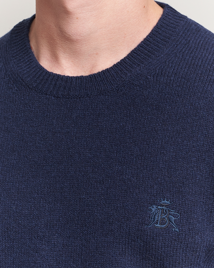 Herr | Tröjor | Baracuta | Shetland Virgin Wool Crew Neck Navy