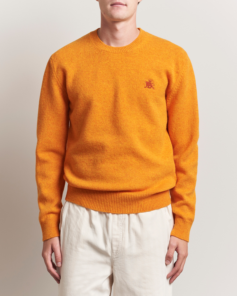 Herr | Tröjor | Baracuta | Shetland Virgin Wool Crew Neck Orange