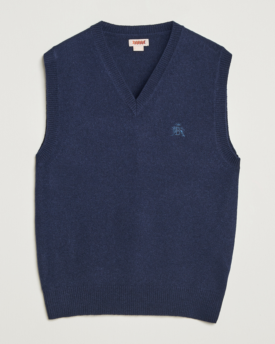 Herr | Tröjor | Baracuta | Shetland Virgin Wool Vest Navy