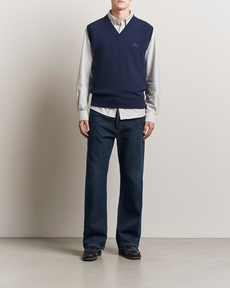 Herr | Tröjor | Baracuta | Shetland Virgin Wool Vest Navy