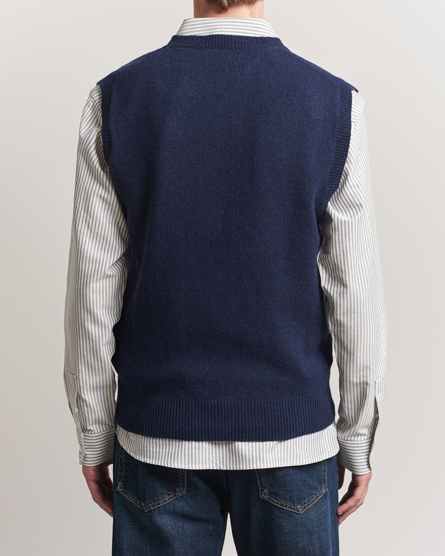 Herr | Tröjor | Baracuta | Shetland Virgin Wool Vest Navy