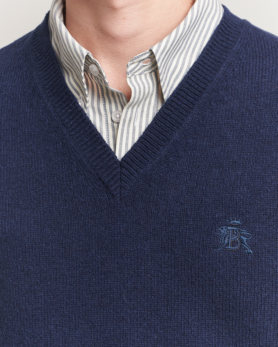 Herr | Tröjor | Baracuta | Shetland Virgin Wool Vest Navy