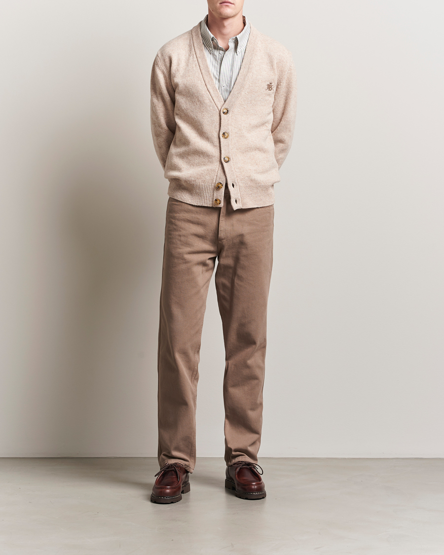 Herr | Tröjor | Baracuta | Shetland Virgin Wool Cardigan Antique White