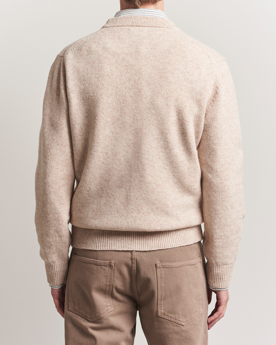 Herr | Tröjor | Baracuta | Shetland Virgin Wool Cardigan Antique White