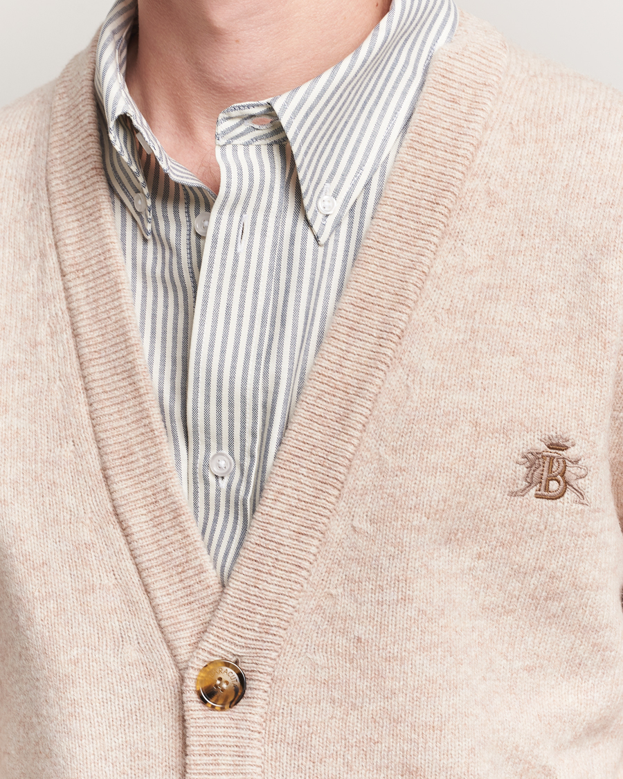 Herr | Tröjor | Baracuta | Shetland Virgin Wool Cardigan Antique White