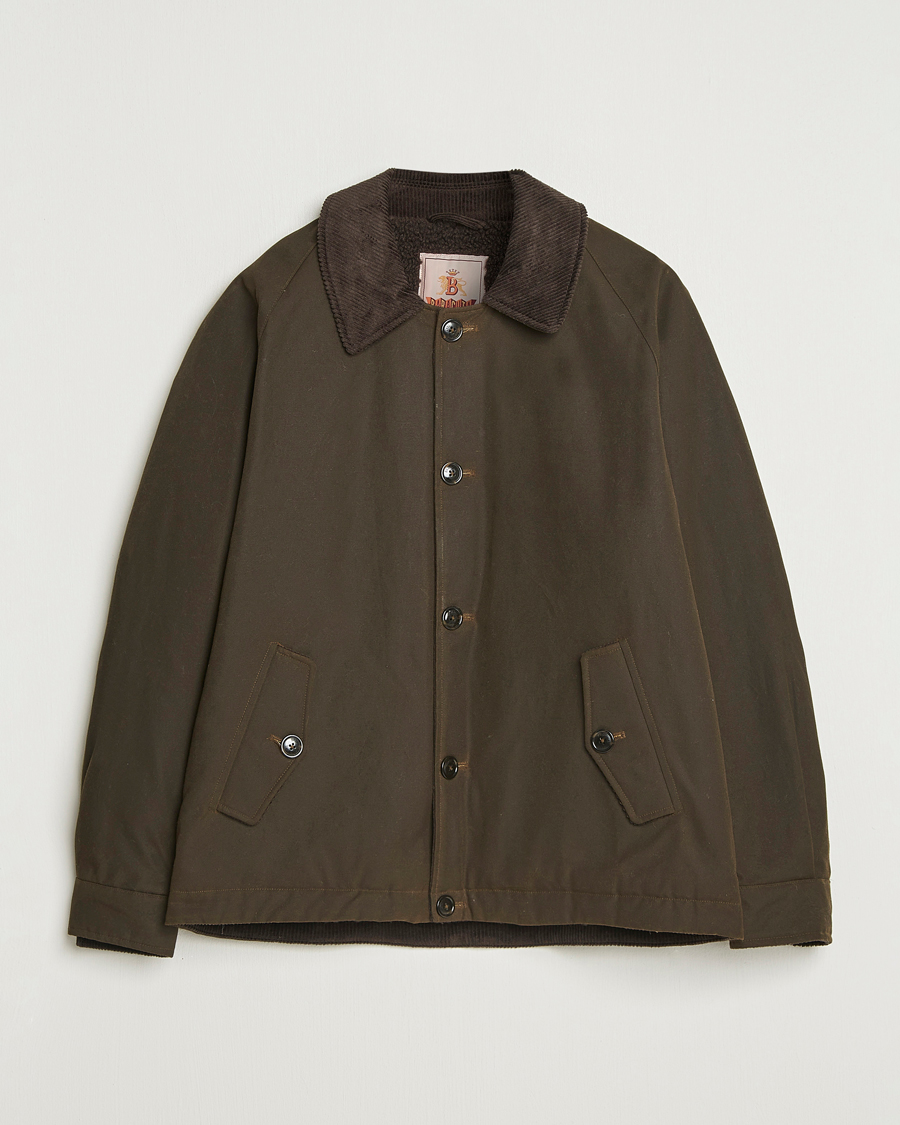 Herr | Jackor | Baracuta | Waxed Sherling Lined Deck Jacket Deep Moss