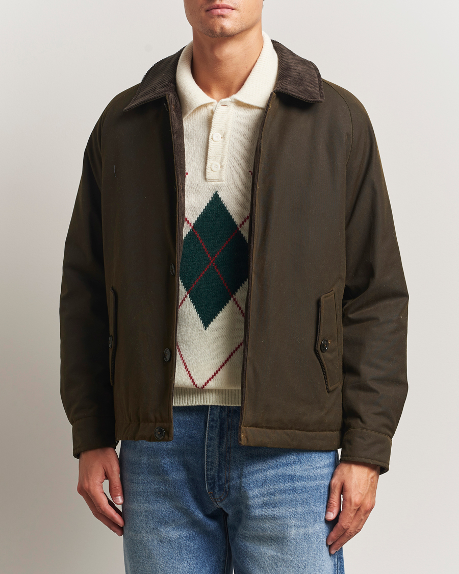 Herr | Jackor | Baracuta | Waxed Sherling Lined Deck Jacket Deep Moss