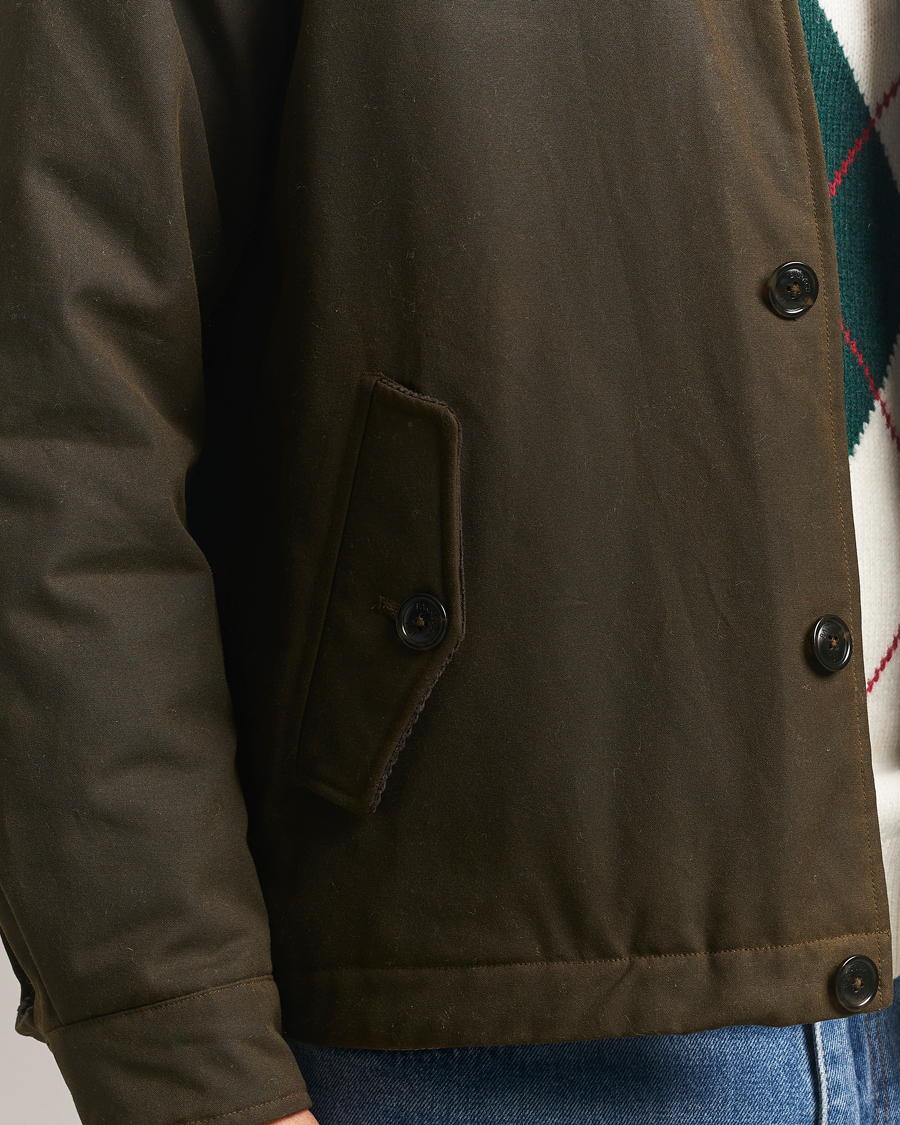 Herr | Jackor | Baracuta | Waxed Sherling Lined Deck Jacket Deep Moss