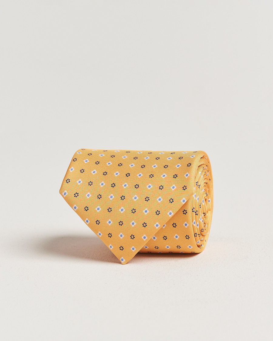 Herr | Slipsar | E. Marinella | 3-Fold Printed Silk Tie Yellow