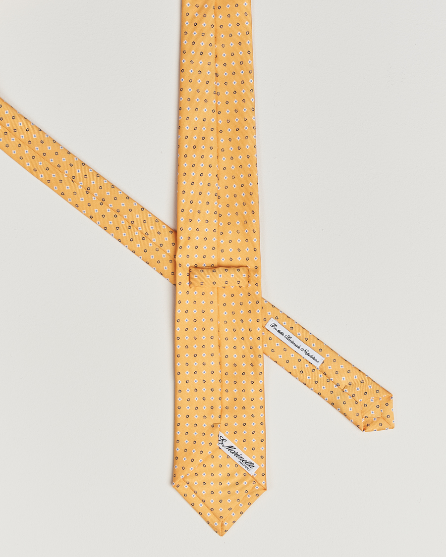 Herr | Slipsar | E. Marinella | 3-Fold Printed Silk Tie Yellow