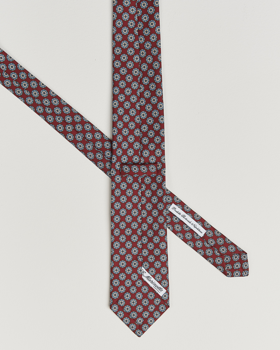 Herr | Slipsar | E. Marinella | 3-Fold Printed Silk Tie Burgundy