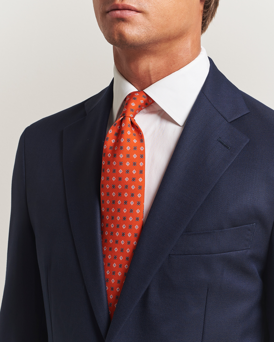 Herr | Slipsar | E. Marinella | 3-Fold Printed Silk Tie Red