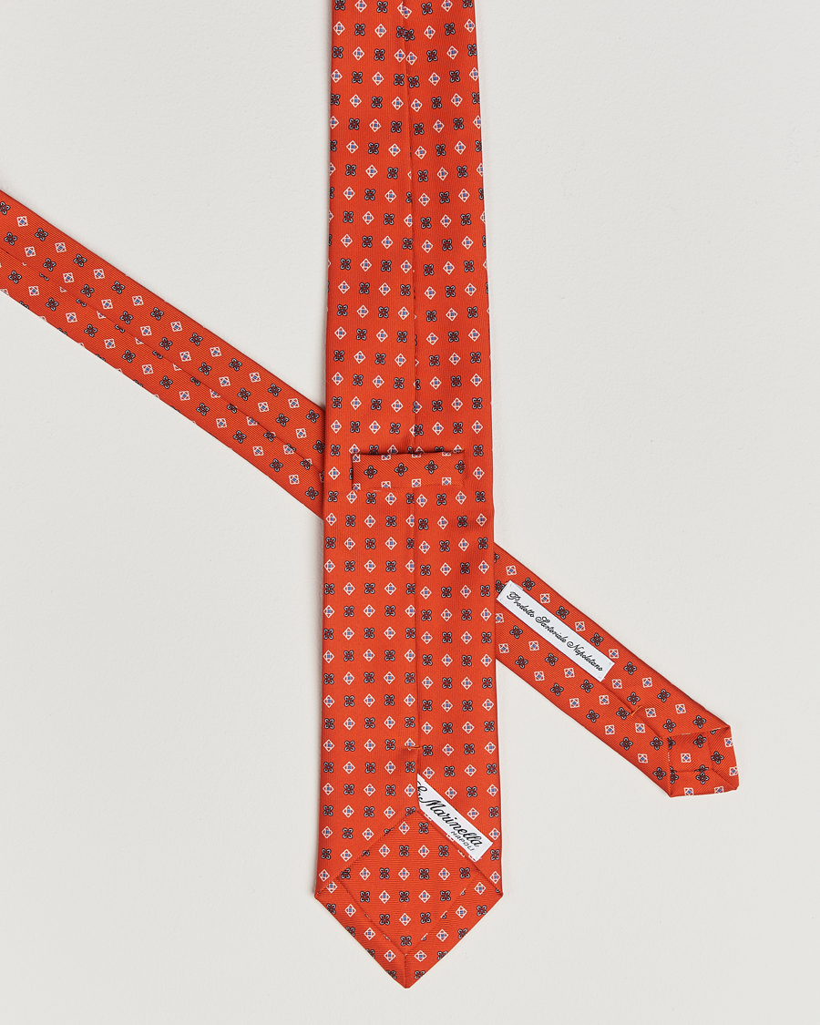 Herr | Slipsar | E. Marinella | 3-Fold Printed Silk Tie Red