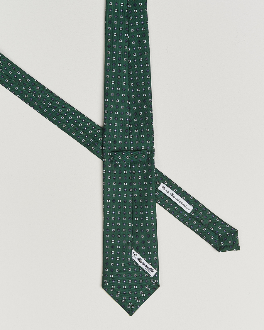 Herr | Slipsar | E. Marinella | 3-Fold Printed Silk Tie Dark Green