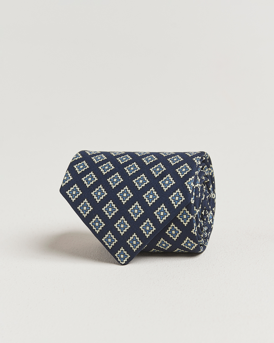Herr | Slipsar | E. Marinella | Archivio 3-Fold Printed Silk Tie Navy