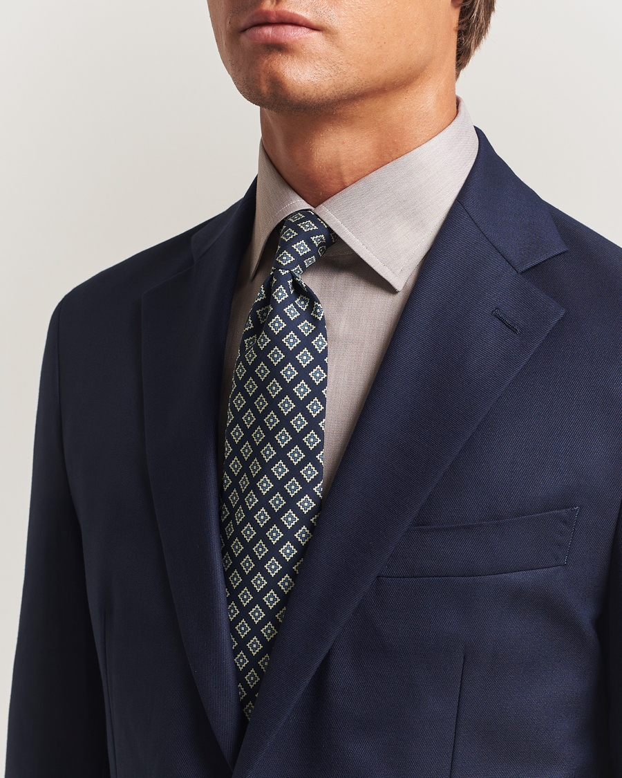 Herr | Slipsar | E. Marinella | Archivio 3-Fold Printed Silk Tie Navy