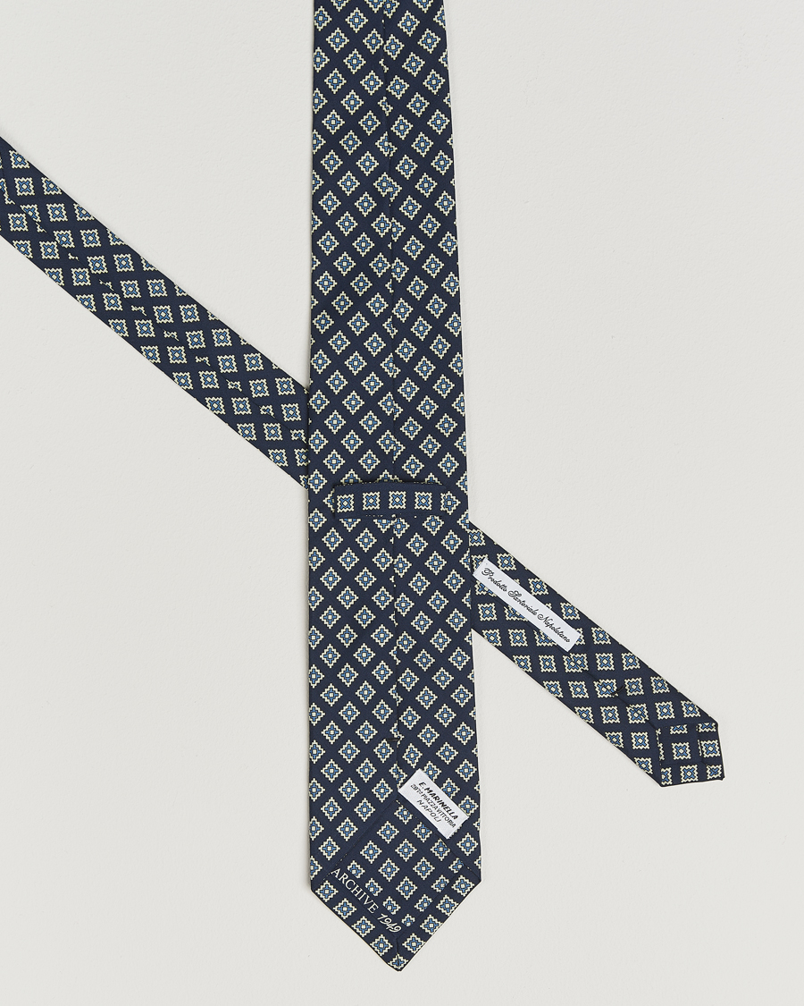 Herr | Slipsar | E. Marinella | Archivio 3-Fold Printed Silk Tie Navy