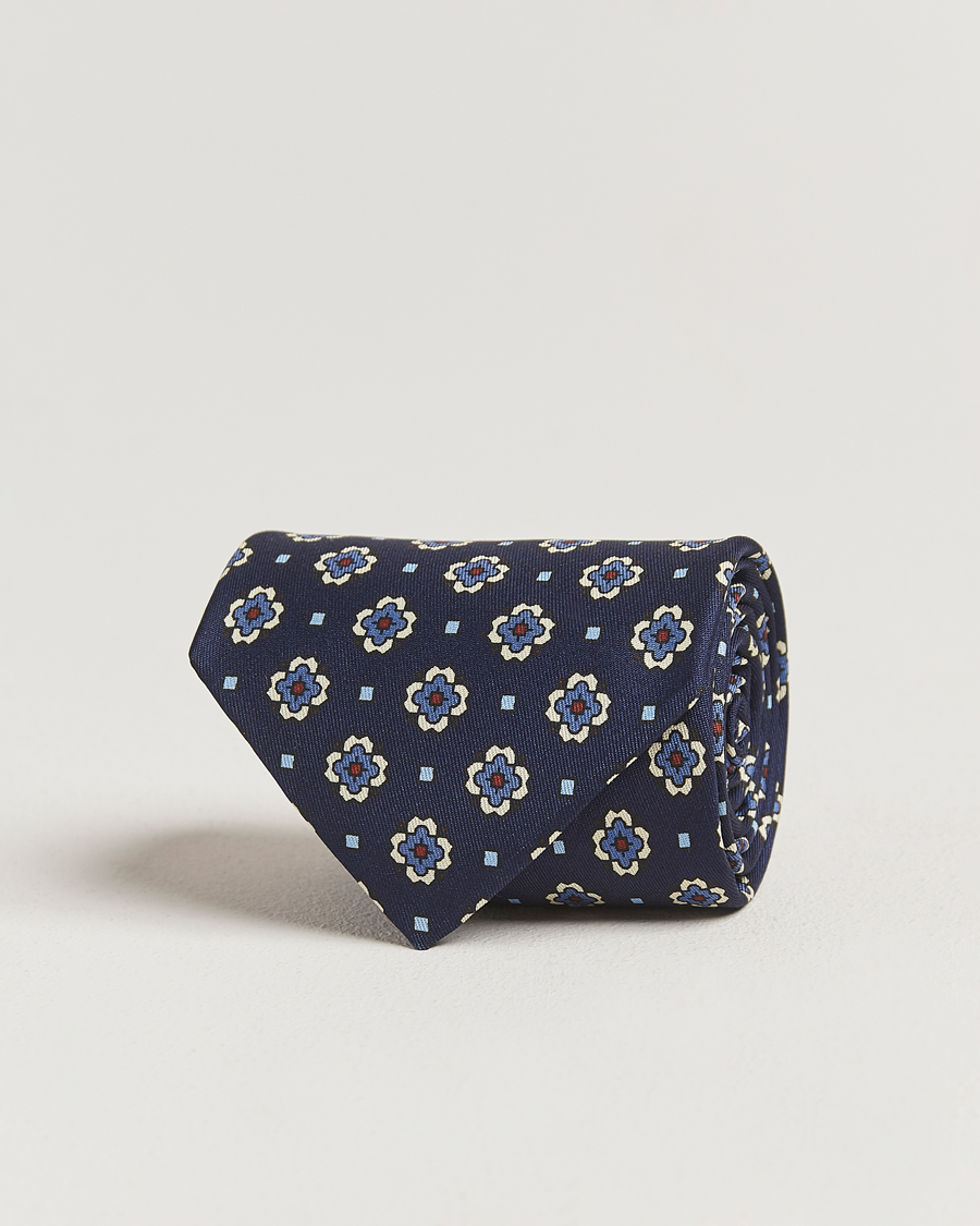 Herr | Slipsar | E. Marinella | Archivio 3-Fold Printed Silk Tie Navy