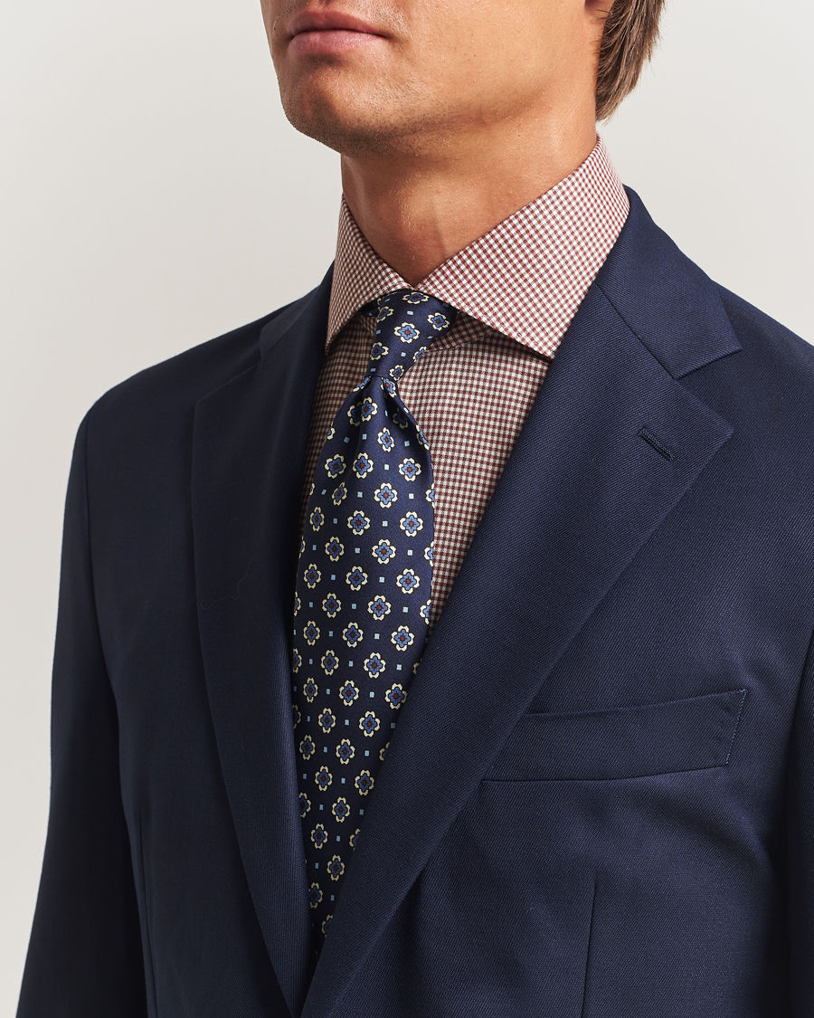 Herr | Slipsar | E. Marinella | Archivio 3-Fold Printed Silk Tie Navy