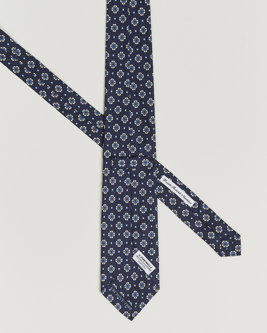 Herr | Slipsar | E. Marinella | Archivio 3-Fold Printed Silk Tie Navy