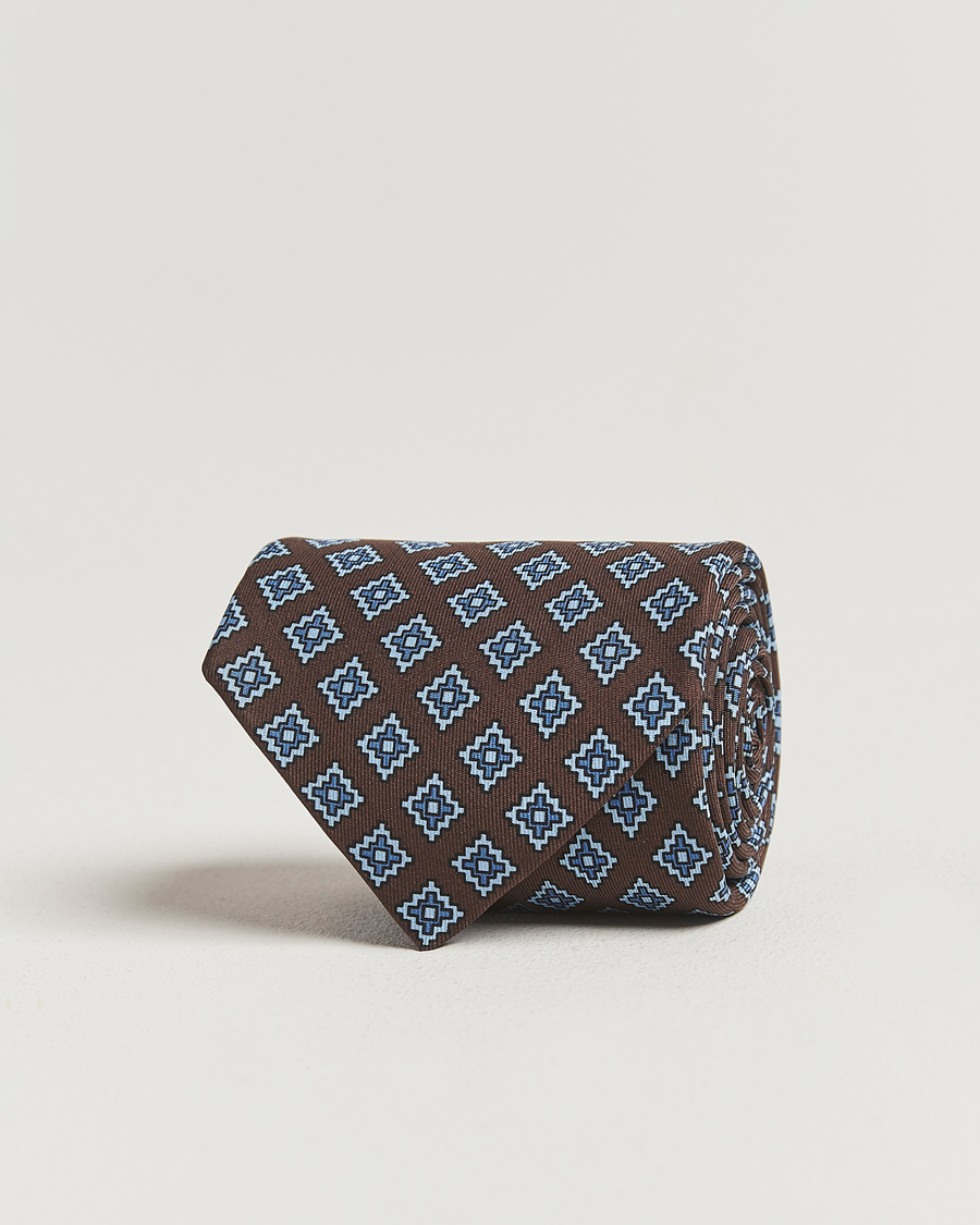 Herr | Slipsar | E. Marinella | Archivio 3-Fold Printed Silk Tie Brown